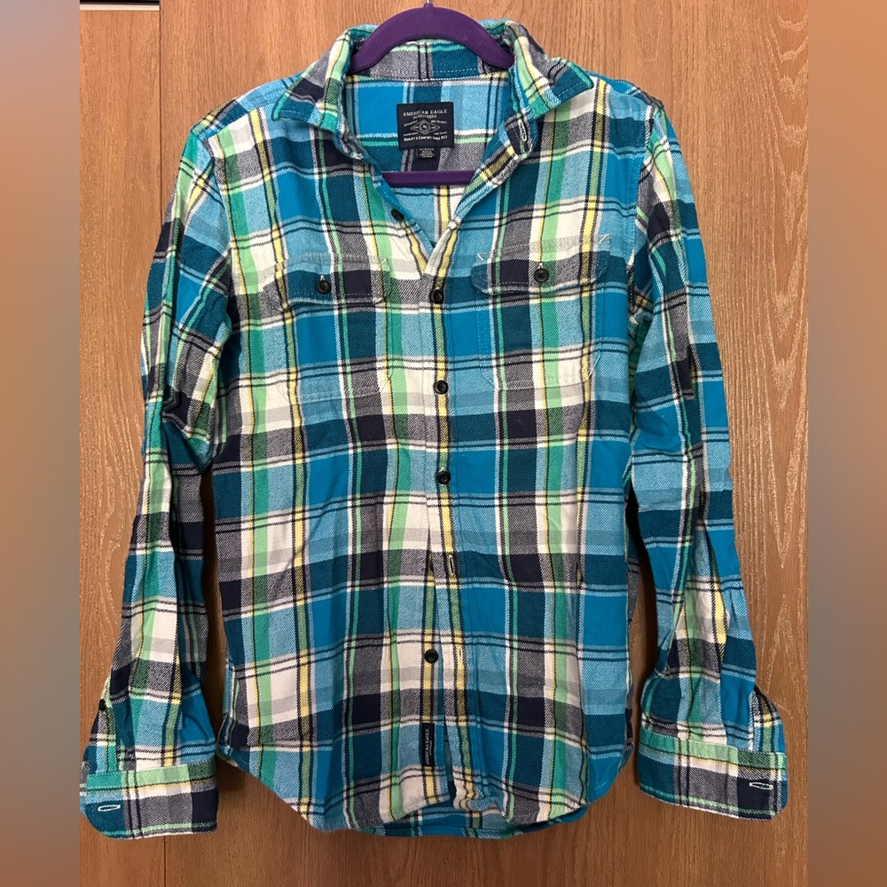 American eagle blue plaid flannel